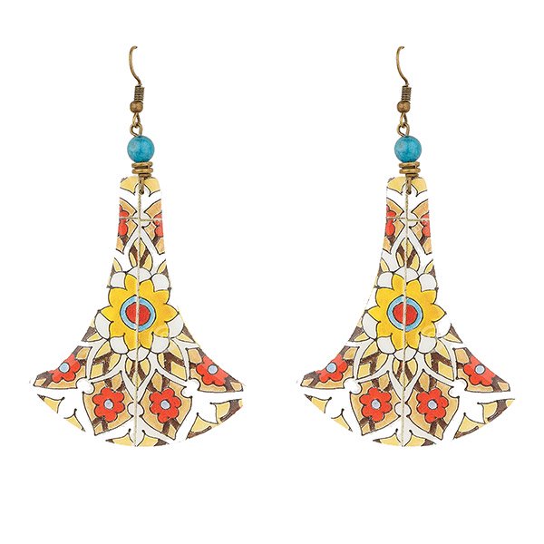 Ohrringe Pendel XL floral-bunt, Fliese