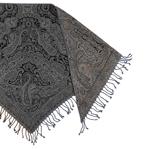 Dreieckstuch PAISLEY, dunkelblau-grau, 120x120x190 cm, 100 % Wolle / CONTIGO Fairtrade Onlineshop