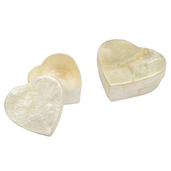 Box Schachtel HERZ groß weiß, Capiz / CONTIGO Fairtrade Onlineshop