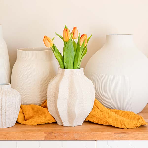 Vase MAFA S, 17x19 cm, natur-sand, Keramik, handgemacht / CONTIGO Fairtrade Onlineshop