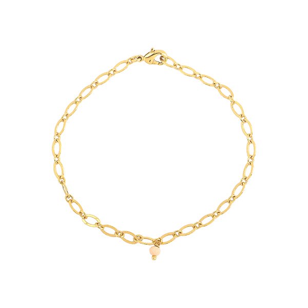 Armband, Gliederkette, Chalcedon creme, 22K vergoldet