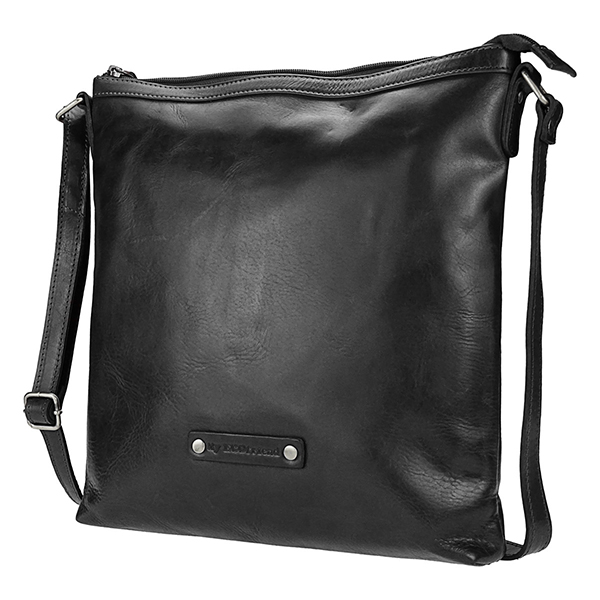 Schultertasche PLANE schwarz, Ziegenleder / CONTIGO Fairtrade Onlineshop