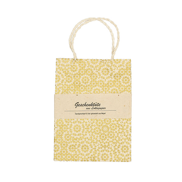 Geschenktüte S MOSAIC, natur-gold, Loktapapier / CONTIGO Fairtrade Onlineshop