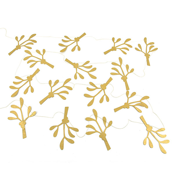 Girlande Mistelzweig, gold, 300cm, Papierdeko aus Recyclingpapier