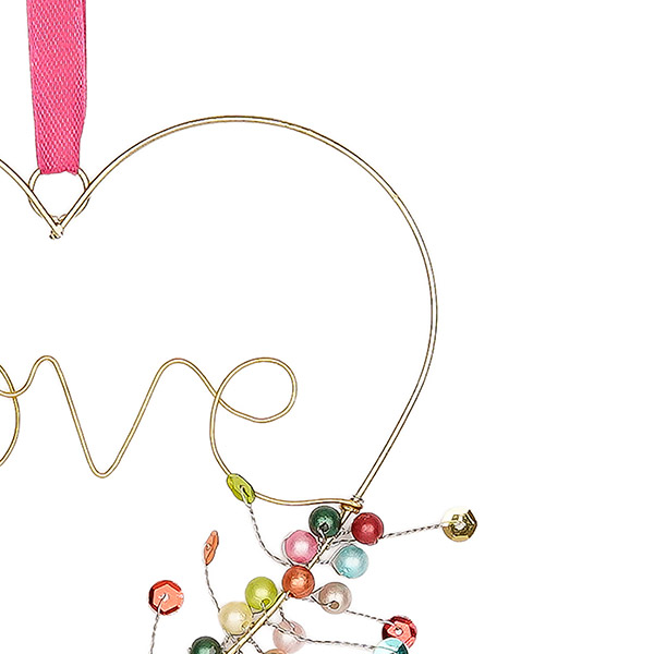 Perlendekoration HERZ "love" 13cm, multicolor / CONTIGO Fairtrade Onlineshop