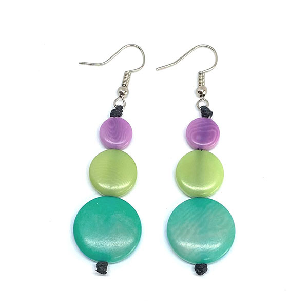 Ohrringe multicolour TRIO grün violett, Tagua