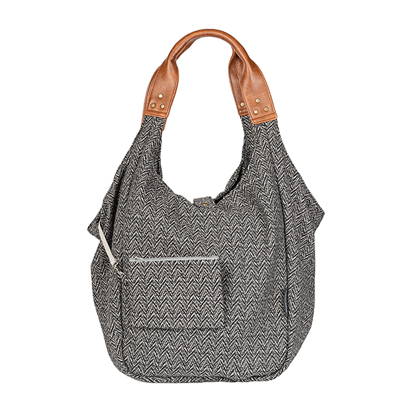 Tasche HOBOBAG grey zigzag melange, schwarz-weiß, Wollmix
