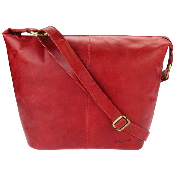 Handtasche Vintage-STRADA rot, Rindsleder