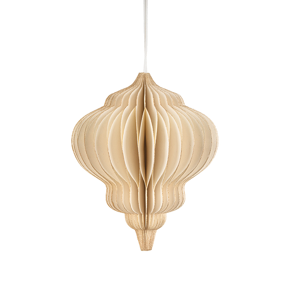 Papierdeko Origami DROP, 9 cm, weiß, Goldrand / CONTIGO Fairtrade Onlineshop