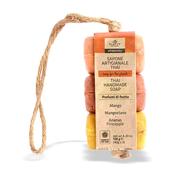 Hand- und Körper-Seife Trio Mango, Mangostan, Ananas 120g, handgeschöpft, Naturkosmetik / CONTIGO Fairtrade Onlineshop