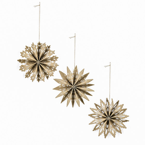 3er Set Schneeflocken, 11 cm, natur, Papier