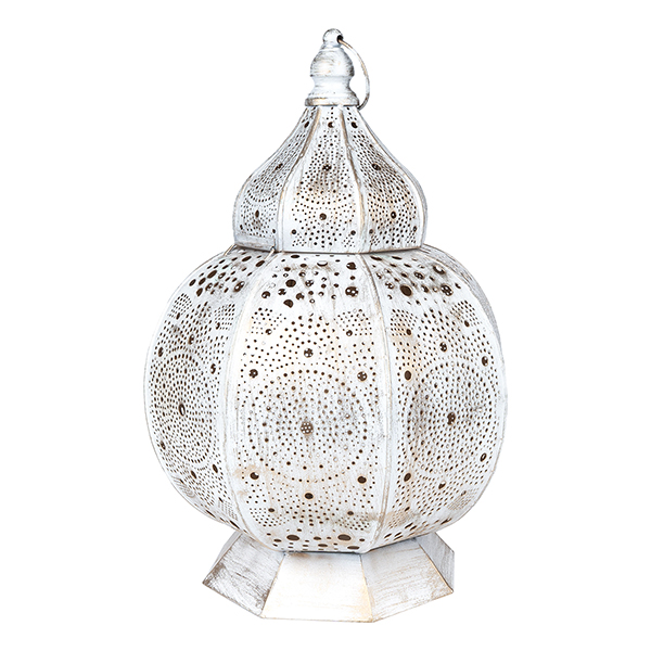 Laterne ORIENTAL LIGHTS, 39x24 cm, weiß-gold, Eisenblech