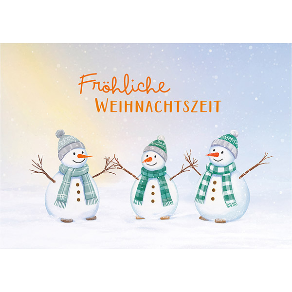 Grußkarte M Schneemann-Trio / CONTIGO Fairtrade Onlineshop