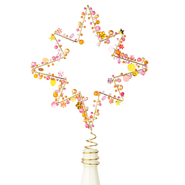 Baumspitze STERN 19cm, magenta-gold
