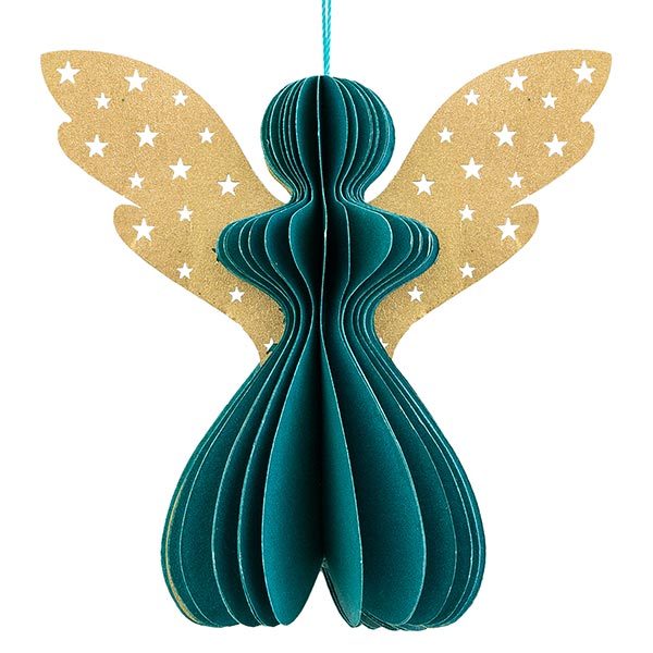 Papierdeko Engel Origami 7cm petrol Sterne, Papier / CONTIGO Fairtrade Onlineshop