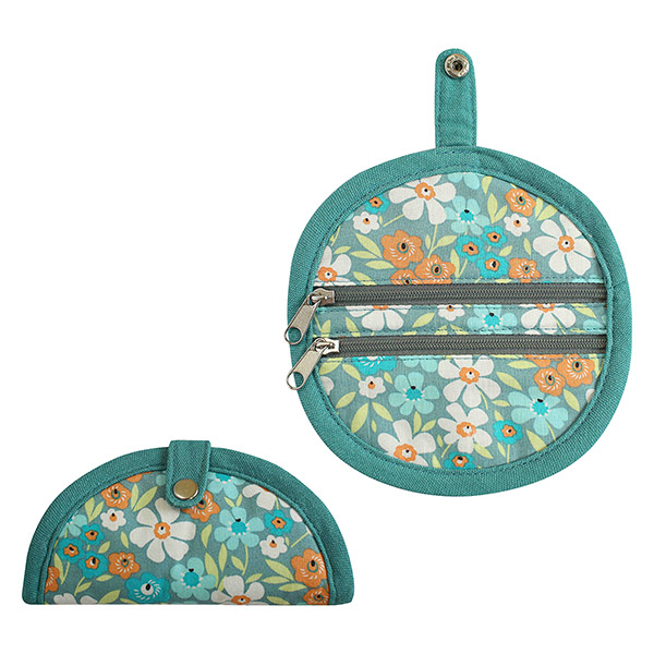 Faltetui rund DANDELION, türkis-weiß-petrol, Baumwolle / CONTIGO Fairtrade Onlineshop