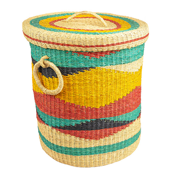 Bolga Wäschekorb 48cm COLOUR, Steppengras / CONTIGO Fairtrade Onlineshop