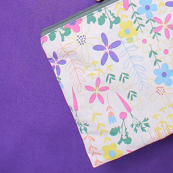 Wendetasche WILDFLOWER, pink-gelb-lila, bedruckte Baumwolle / CONTIGO Fairtrade Onlineshop