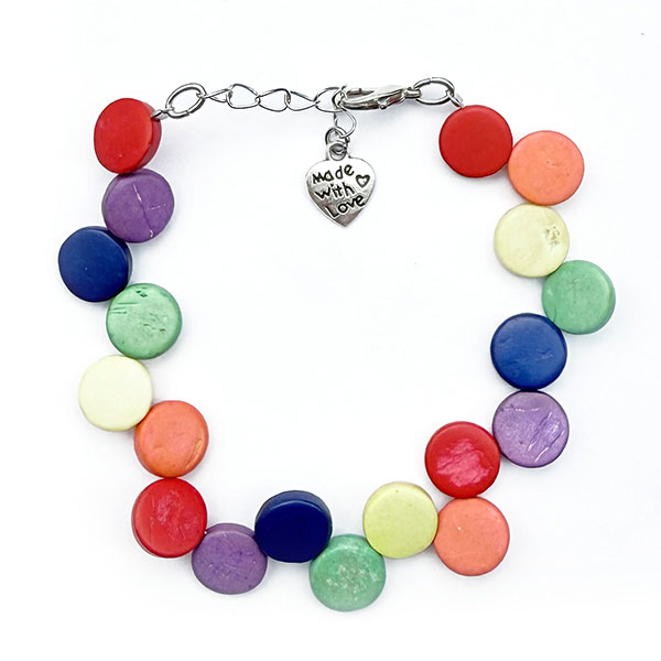 Armband Puntos, rainbow, Kokosnuss