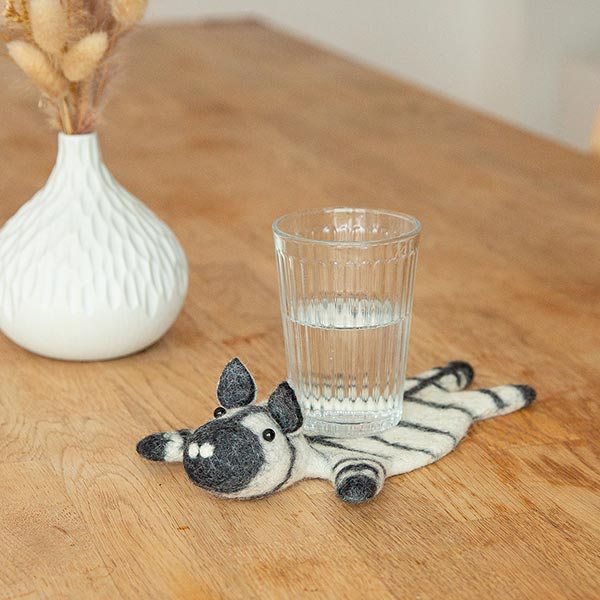 Glasuntersetzer ZEBRA, Wollfilz / CONTIGO Fairtrade Onlineshop