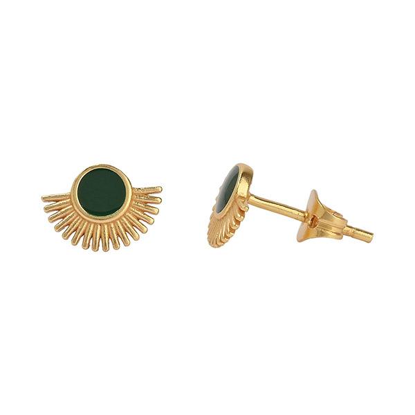 Ohrstecker SUNSET grün,  22K vergoldet / CONTIGO Fairtrade Onlineshop
