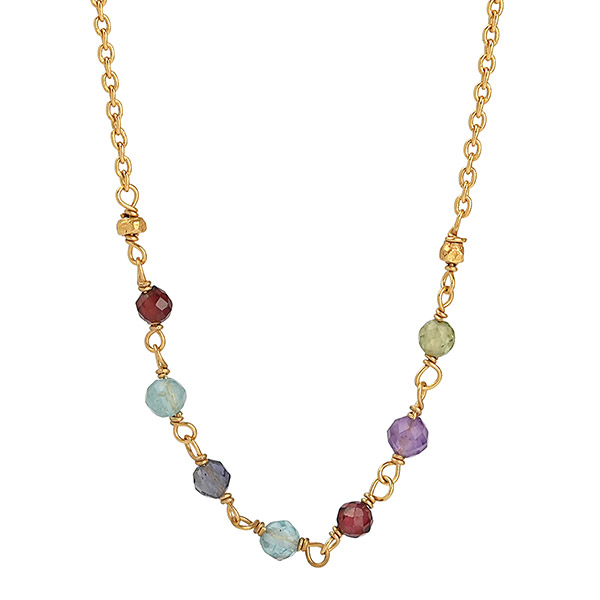 Halskette Steinchen bunt, 22K vergoldet / CONTIGO Fairtrade Onlineshop