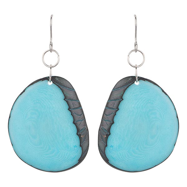 Ohrringe oval aqua, Tagua