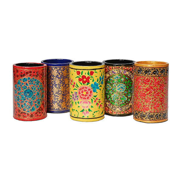 Stifteköcher Kaschmir 8,5x7,5cm handbemalt, Pappmaché (Stück)