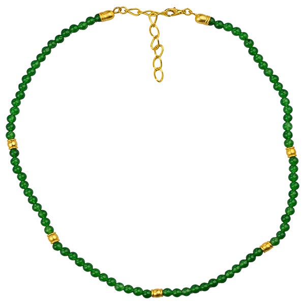 Kette Jade- und Goldperlen, Zinn vergoldet, fairmined