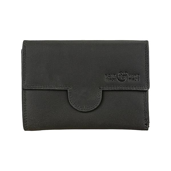 Börse Vintage -LUXUS 9x13cm schwarz, Rindsleder