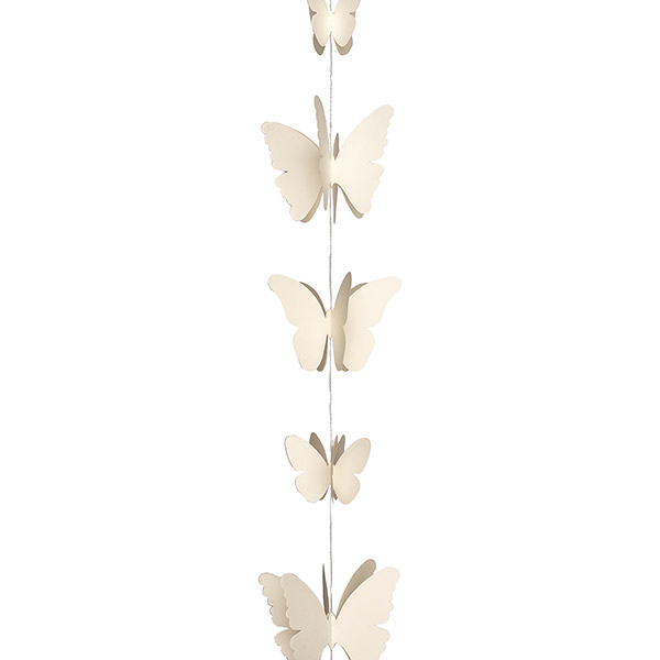 Girlande Schmetterlinge 3D 220cm, weiß, Papier / CONTIGO Fairtrade Onlineshop