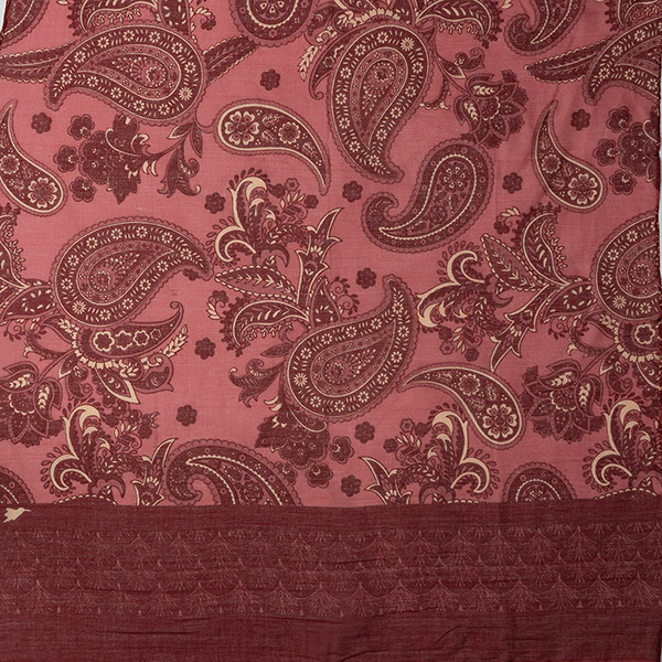Schal RED PAISLEY, 200x100cm, 100 % Baumwolle (Bio), handgemacht