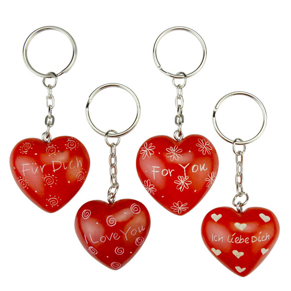 Schlüsselanhänger Herz Liebesgrüße, Speckstein / CONTIGO Fairtrade Onlineshop