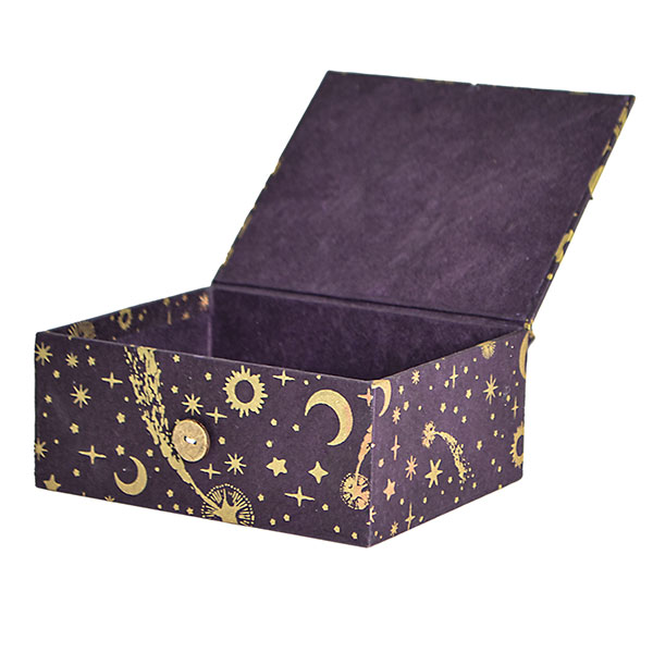 Dekobox, Geschenkbox FIRMAMENT violet-gold-kupfer, groß, Loktapapier / CONTIGO Fairtrade Onlineshop