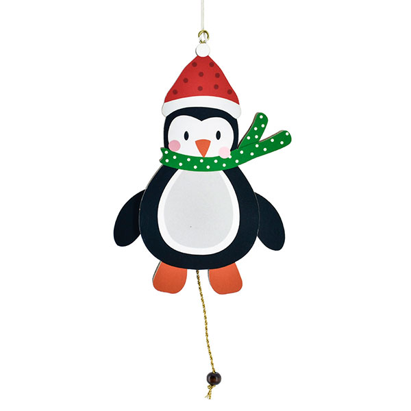 Hampelfigur Pinguin rot-weiß, MDF