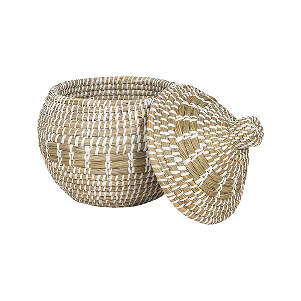Aufbewahrungskorb 30x25cm KHULNA mit Deckel, Kaisagras / CONTIGO Fairtrade Onlineshop