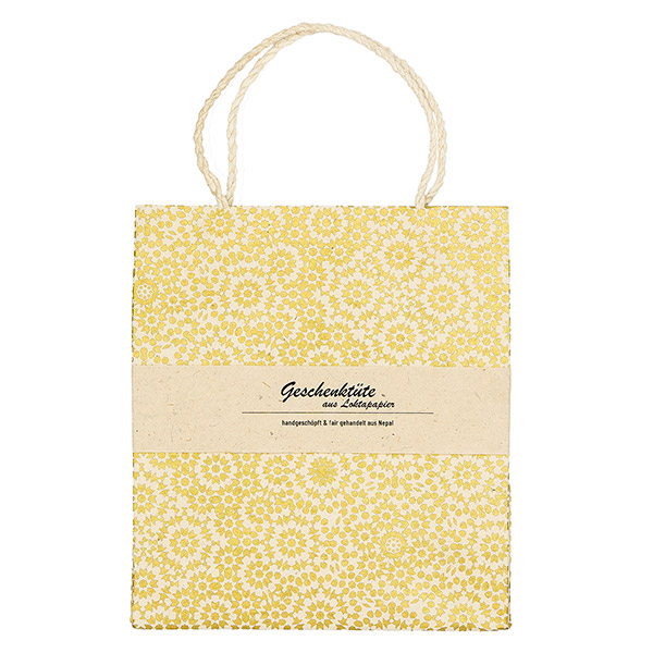 Geschenktüte M MOSAIC, natur-gold, Loktapapier / CONTIGO Fairtrade Onlineshop