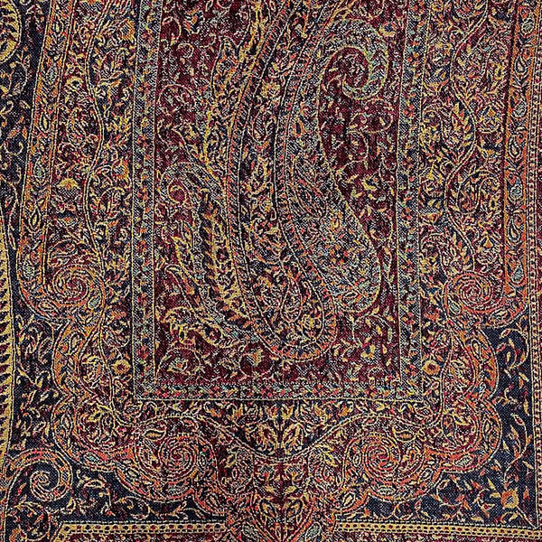Wendestola  PAISLEY dunkelrot-blau-beige, 180x70 cm, 100 % Wolle