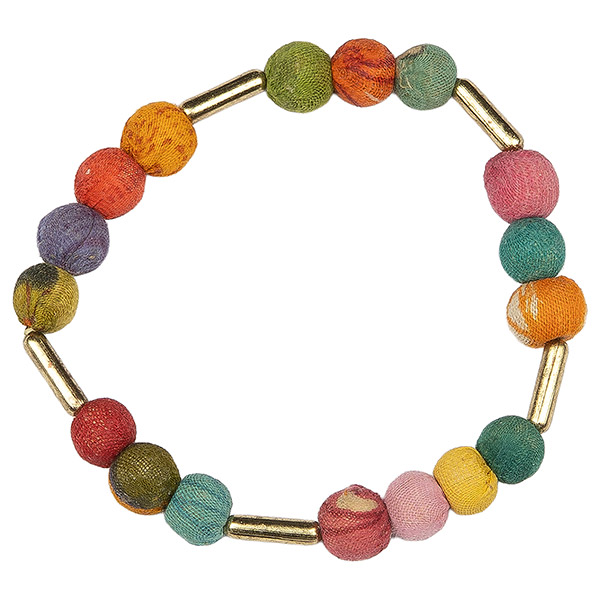 Armband beads and sticks , bunt, Textil mit Messing / CONTIGO Fairtrade Onlineshop
