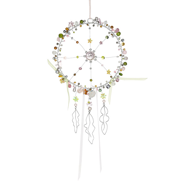 Perlendekoration TRAUMFÄNGER 13cm, frühlingspastell