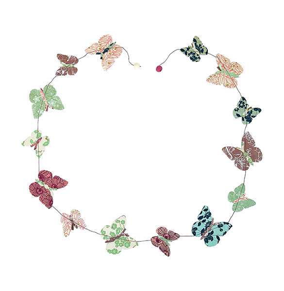 Girlande SCHMETTERLING SPRING bunt, 180 cm, Loktapapier handgeschöpft