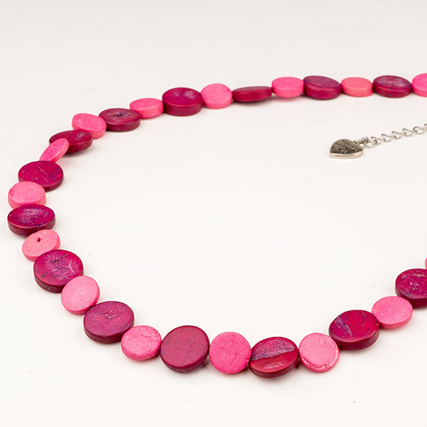 Halskette Puntos einreihig rosa-pink, Kokosnuss / CONTIGO Fairtrade Onlineshop