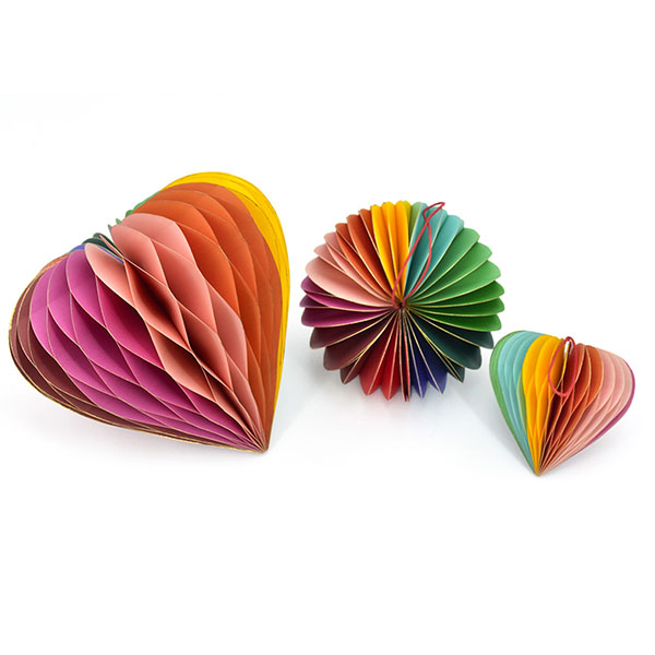 Papierdeko Origami 18 cm RAINBOW HEART, bunt, FSC Papier / CONTIGO Fairtrade Onlineshop