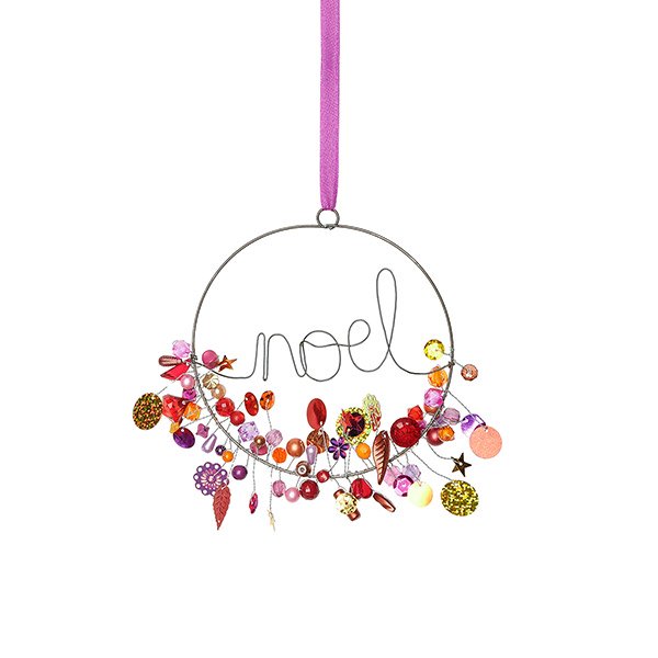 Perlendekoration KRANZ "noel" 13cm, purpur