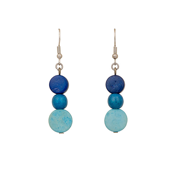 Ohrringe Puntos TRIO, Blautöne, Kokosnuss / CONTIGO Fairtrade Onlineshop