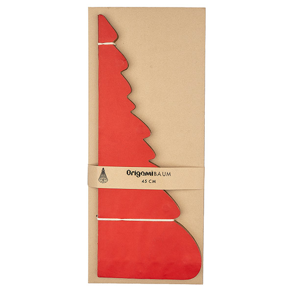 Weihnachtsbaum XL ORIGAMI 45cm rot, Goldrand, Papier