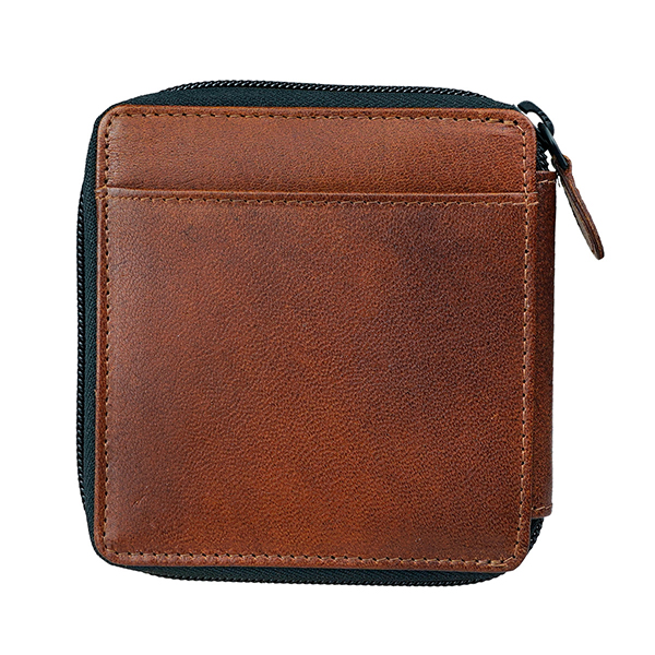Börse SQUARE SPORTY chestnut, Ziegenleder / CONTIGO Fairtrade Onlineshop