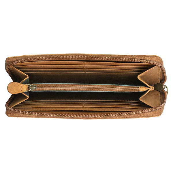 Brieftasche, dark camel, Leder und Canvas SONDERPREIS / CONTIGO Fairtrade Onlineshop
