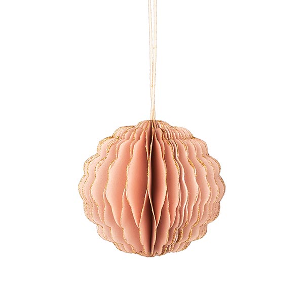 Papierdeko Origami 8cm SPHERE rose, Goldrand