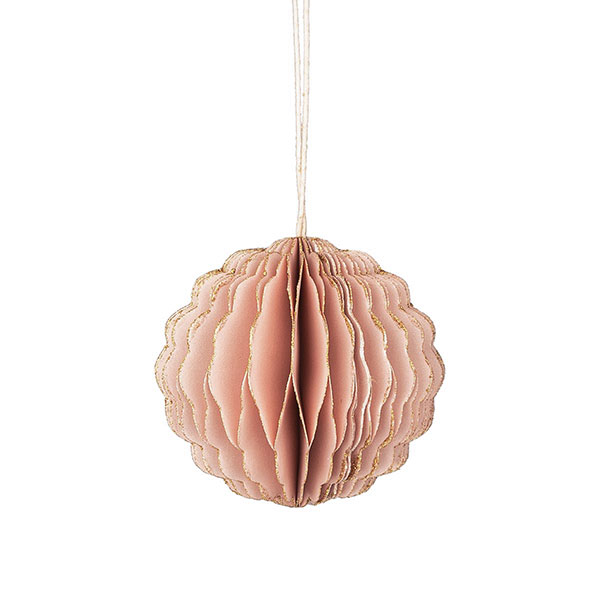 Papierdeko Origami 8cm SPHERE rose, Goldrand / CONTIGO Fairtrade Onlineshop